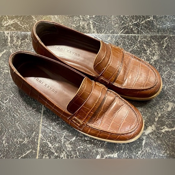 Jenni Kayne Brown Croc-Embossed Loafers - Picture 3 of 11